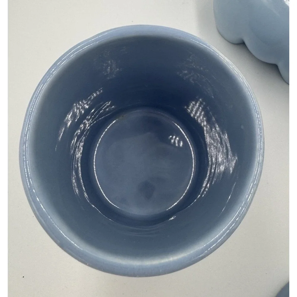 Vintage Blue Ceramic‎ Hippo Soap Toothbrush pen card Holder Cup Animal Bathroom